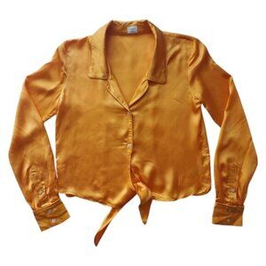 Wilfred Tuscan Sun Tie Front Cropped Blouse Size XXS